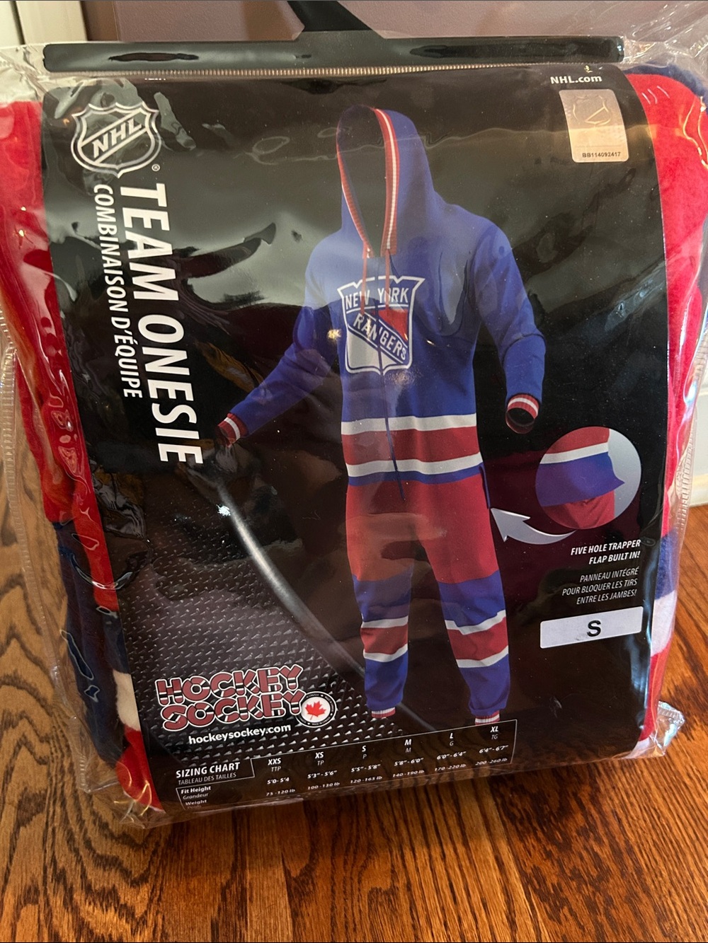 NHL New York Rangers Red White and Blue Team Onesie - NYR Hooded Pajama Suit-NWT